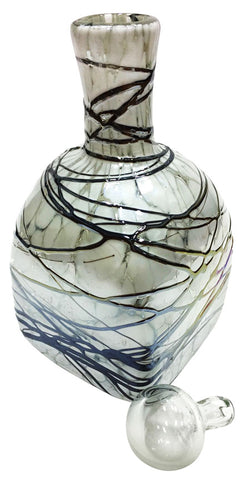 Glass Decanter – White with Metallic Swirl