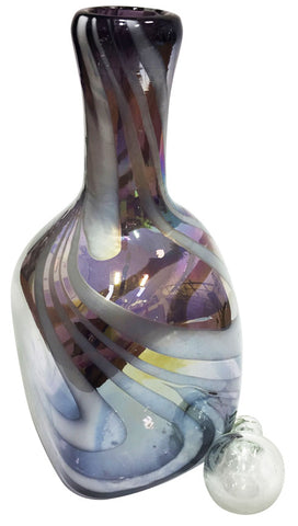 Glass Decanter – Metallic Silver with White Swirl