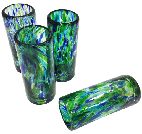 Shooter/Tequila Glasses – Green & Blue Spots