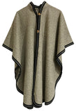 Long Cape-Style Poncho with 2-Button Front