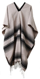 Drape Over Poncho with Stripes and Fringes