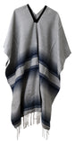 Drape Over Poncho with Stripes and Fringes