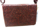 Brown Tooled Leather Multi-Compartment Purse