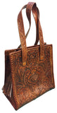 Tooled Leather Purse with Tassels – Brown