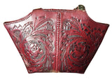 Tooled Leather Purse with Braided Leather Handle – Burgundy